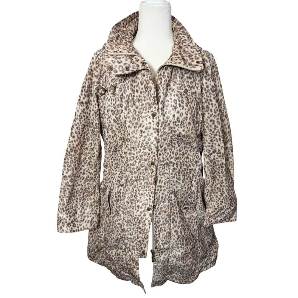 Pendleton Womens Animal Print Hooded Rain Jacket M‎ Chic Outdoor Bold Cheetah
